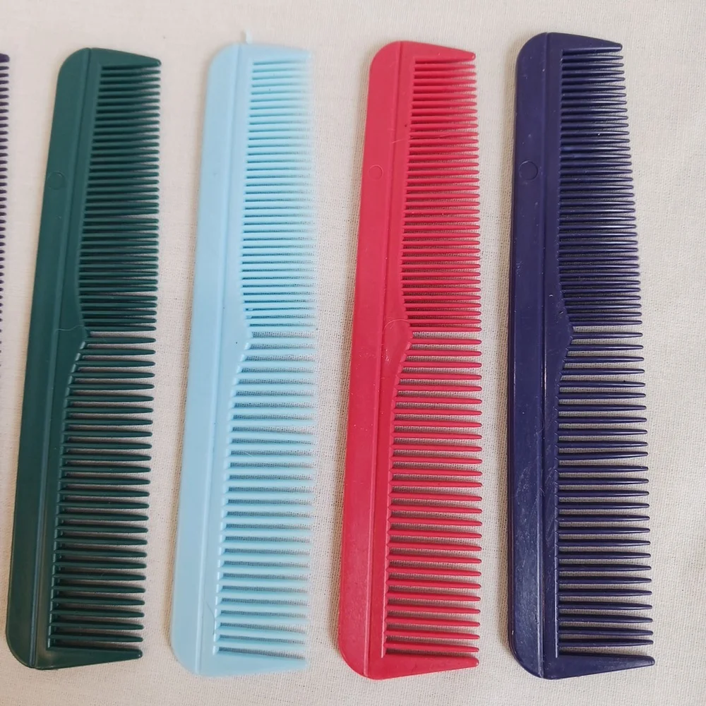 Vintage Plastic Pocket Combs Lot of Six Assorted Colors